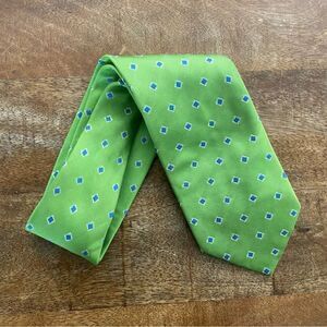 Bright green and blue Andrew’s Ties silk neck tie